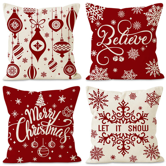 Christmas red ball pillow cover Christmas holiday themed home decoration pillowcase linen waist pillow