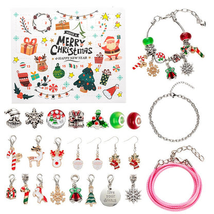 DIY creative children's bracelet jewelry 24-grid calendar Christmas holiday surprise blind box silver set