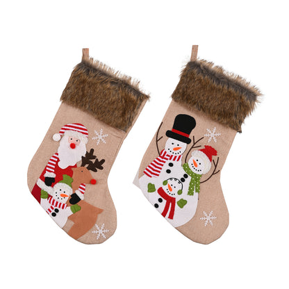 Christmas decoration supplies, cartoon Christmas socks, high-end plush Christmas gift socks, elderly snowman socks