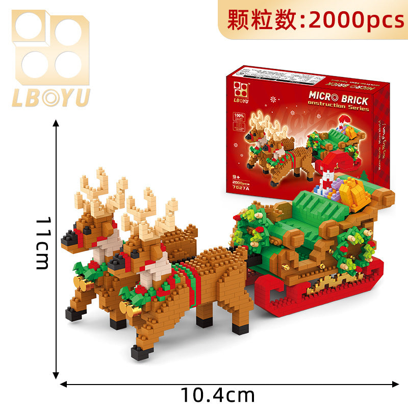 Compatible With Lego Toys Small Pellet Building Blocks Santa Claus Sleigh Elk Christmas Gifts