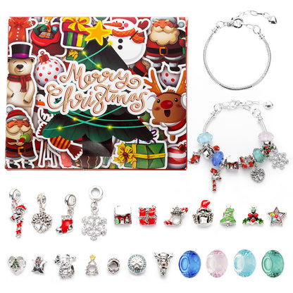 DIY creative children's bracelet jewelry 24-grid calendar Christmas holiday surprise blind box silver set