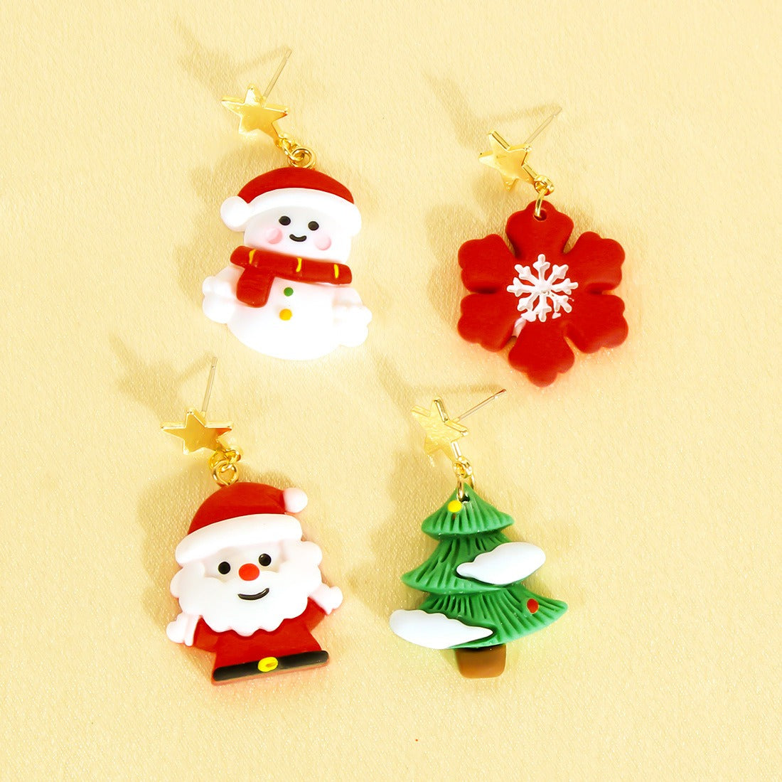 Christmas Earrings Santa Claus Elk Cartoon Christmas Tree Bells