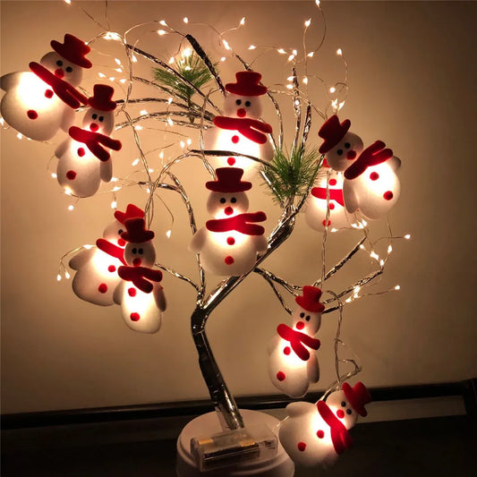 Snowman Christmas Tree LED Garland String Lights