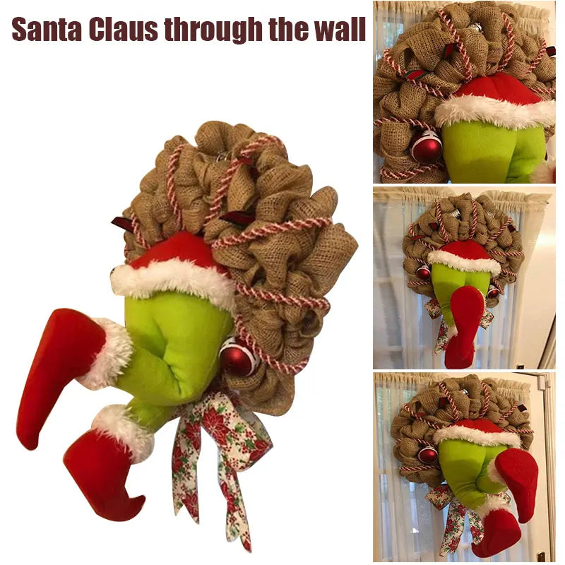 Santa Thief's Wreath Christmas Burlap Wreath Christmas Decorations