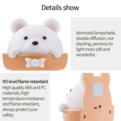 Cute Bear LED Night Light Remote Control Wall Lamp